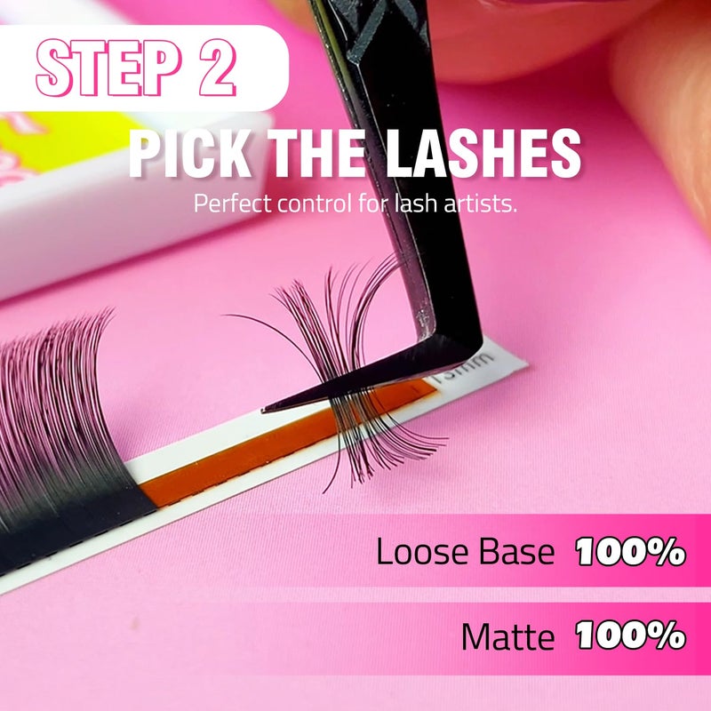 TDANCE Shimmy-Free Lash Extension Self Fanning Eyelash Extension True Matte Black Ultra Lightweight Volume Lash Extensions for Professional Salon Use(0.03-C,13-20mm) - Image 3